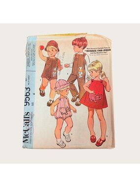 Vintage 1960s McCalls Sewing Pattern 9563 Toddler Playsuit Romper Jumper Size 4